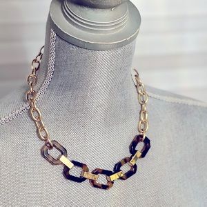 J. Crew Tortoise and Gold chunky necklace